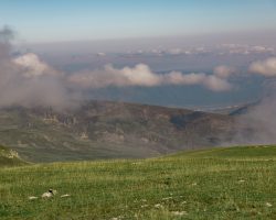 Above the clouds on the drive down from Khinaliq